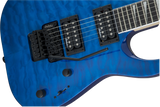 Jackson JS Series Dinky® Arch Top JS32Q DKA Amaranth Fingerboard Quilted Maple Transparent Blue