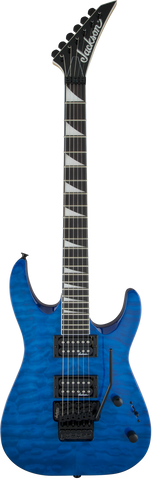 Jackson JS Series Dinky® Arch Top JS32Q DKA Amaranth Fingerboard Quilted Maple Transparent Blue